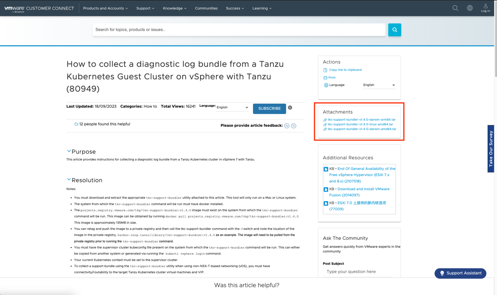 Collecting diagnostic log bundle from a Tanzu Kubernetes Cluster ...