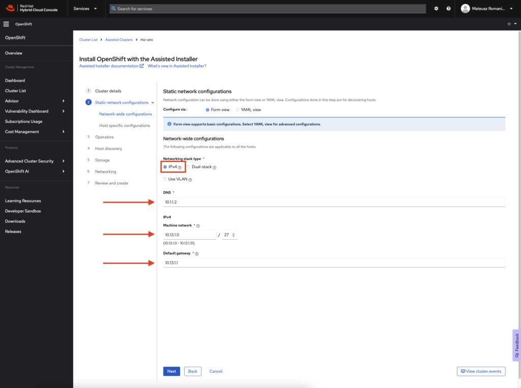 Red Hat OpenShift Single Node – Assisted Installer - vMattroman