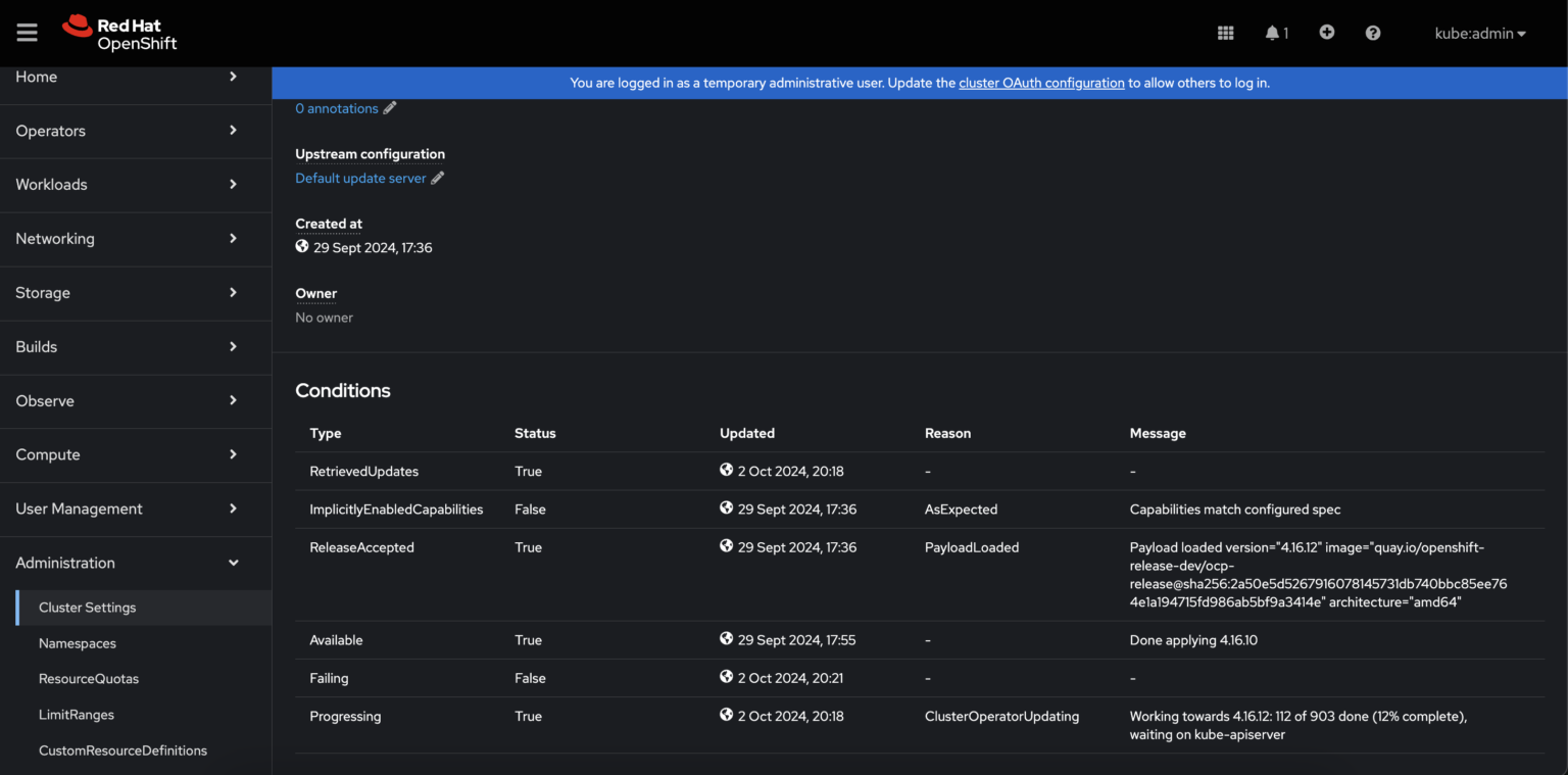 Red Hat OpenShift – Updating a cluster using the Web Console and CLI ...