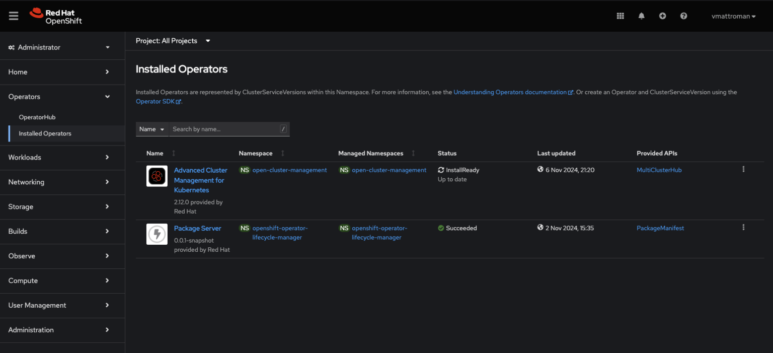 Red Hat OpenShift – Installation of Advanced Cluster Management for ...