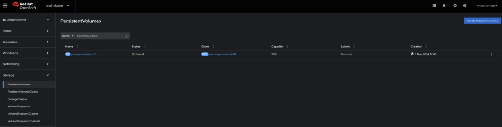 Red Hat OpenShift – Configuring iSCSI as a persistent storage - vMattroman